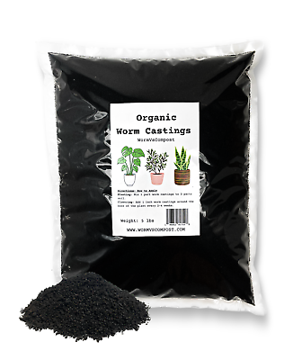 Organic Worm Castings 5lbs Fertilizer Soil Amendment WormVsCompost $11.99