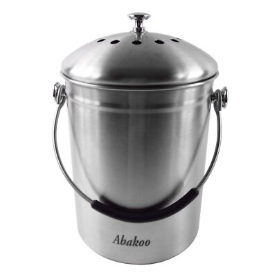 #ad Abakoo Compost Bin 304 Stainless Steel Kitchen Composter Waste Pail Indoor Count $31.09