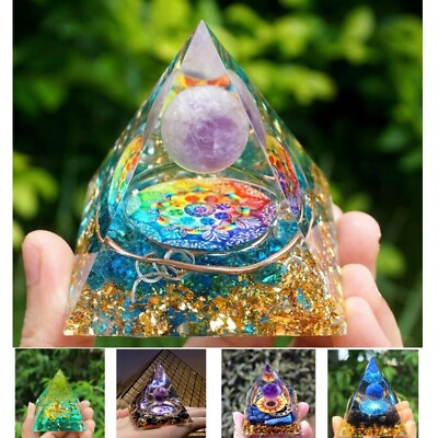 #ad #ad Amethyst Orgonite Pyramid Heal Obsidian Chakra Crystal Stone Energy Orgone Gifts $9.89