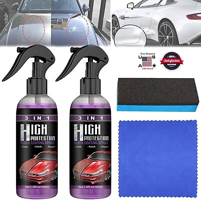 3 in 1 High Protection Quick Car Coat Ceramic Coating Spray Hydrophobic 100ML US $5.75