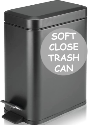 #ad #ad Soft Close Bathroom Trash Can With Lid 10 L Garbage Slim Wastebasket Kitchen Bin $35.49