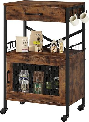 #ad Kitchen Storage Cart with Drawer Microwaves Stand Coffee Cart $65.09