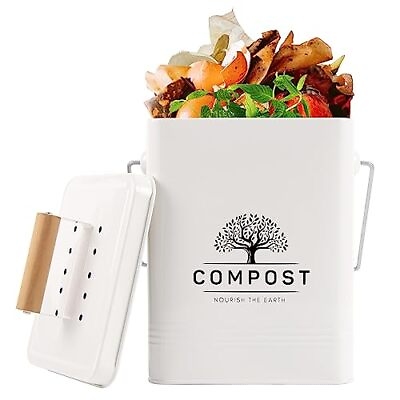 #ad Kitchen Compost Bin 1.7 Gallon Countertop Compost Bin with Lid Indoor Compo... $39.69