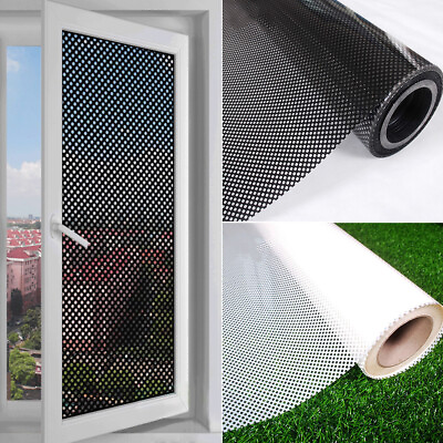 #ad 2M Self adhesive Mesh Window Film Sun Window Stickers Privacy Protect $6.99