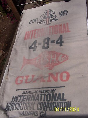 #ad #ad 200lbs Fertilizer INTERNATIONAL FERTILIZERS Athens GA Large Canvas Bag $25.00