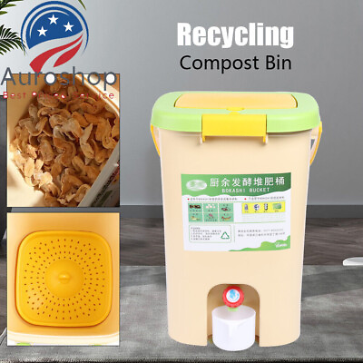 #ad 21L Kitchen Food Waste Bokashi Bucket Recycle Composter Compost Bin USA $51.87