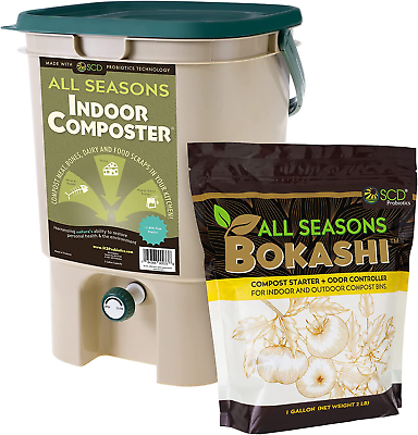 #ad All Seasons Indoor Composter Starter Kit – 5 Gallon Tan Compost Bin for Kitchen $105.46