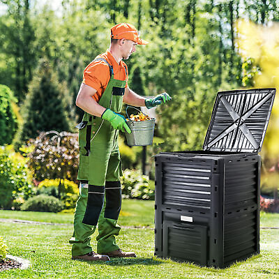 80 Gallon Large Outdoor Compost Bin Composter Box with Snap on Top Lid $59.43