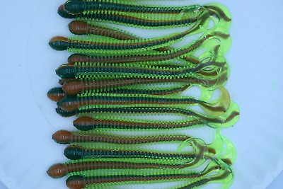 4quot; Firetiger Disc Ring Worms Soft Plastic Worms Walleye Bass Fishing $19.99