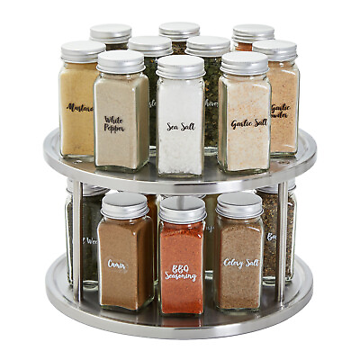 2 Tier Lazy Susan 360° Turntable Kitchen Spice Organizer Rack for Cabinet 10.5quot; $18.99