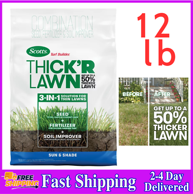 Scotts Turf Builder Thick#x27;r Lawn Sun and Shade 12 lb. Contains Fertilizer NEW $30.48