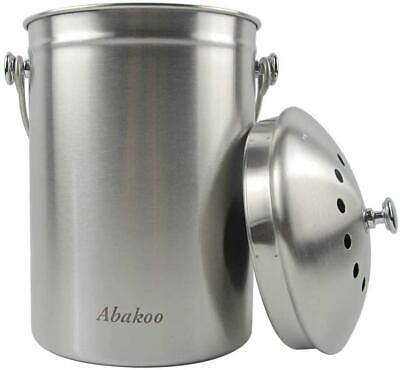 Abakoo Compost Bin 304 Stainless Steel Kitchen Composter Waste Pail Indoor Count $44.95