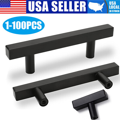 2quot; 10quot; Black Kitchen Cabinet Pulls Stainless Steel Drawer T Bar Knob Handles Lot $99.13