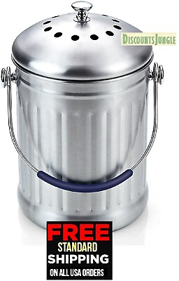 Cook N Home 1 Gallon Stainless Steel Kitchen Compost Bin with Charcoal Filter $24.95