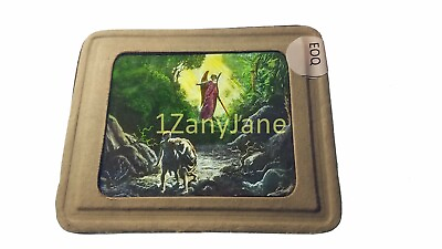 EOQ HISTORIC Magic Lantern GLASS Slide ANGEL APPEARING TO TWO MEN ON ROCK PATH $11.40