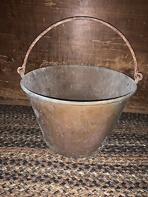 #ad Primitive Antique Copper Bucket Pail $101.50