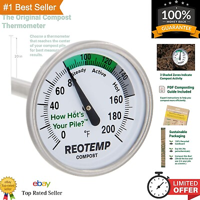 #ad Backyard Compost Thermometer 20 Inch Length Digital Composting Guide Included $48.59