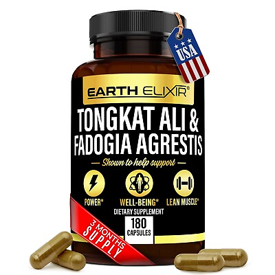 #ad Earth Elixir Fadogia Agrestis 600mg and Longjack 500mg Supplement 180 Capsules $29.99