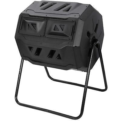 #ad BBBuy Outdoor Compost Bin Dual Chamber Tumbling Composter Rotating w Sliding ... $91.64