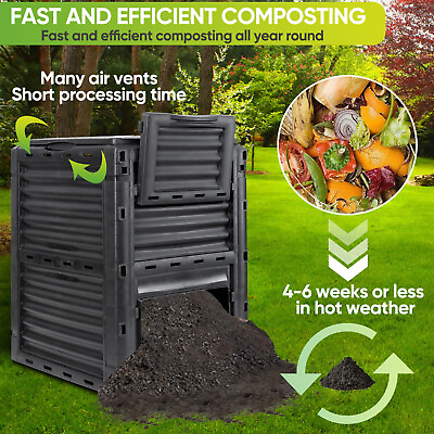 80 Gallon Garden Composter Bin Fast Creation of Fertile Soil Compost Bin Outdoor $56.15