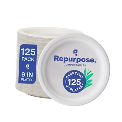 #ad Repurpose 9 Inch Compostable Plates 125 Count 1 9 Inch 125 Count Pack of 1 $53.65