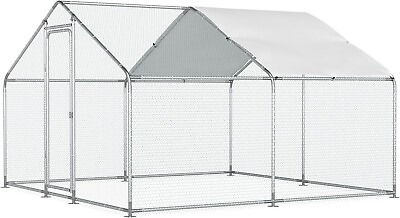 #ad #ad Large Chicken Coop Walk In Chicken Run Metal Poultry Cage House w Cover Outdoor $145.59