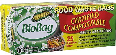 #ad BioBag 3 Gallon Kitchen Compost Bag 25 CT Full Case of 12 Boxes 300 Bags Tota $103.99