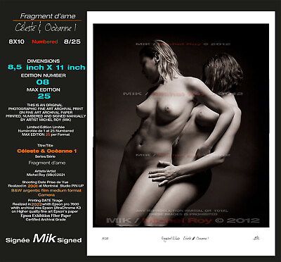 Kunst Nackt quot;Célesteamp;Ocèanne#1quot; 8x10 Sign Mik amp; Num 8 25 Fine Art Nude Foto Mode EUR 48.60