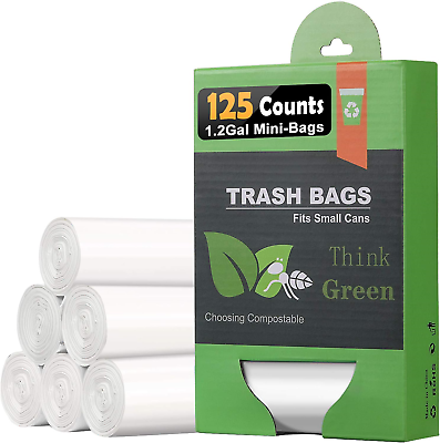#ad 1.2 Gallon Compostable Trash Bags Small Trash Bags for bathroom office kitchen $17.31