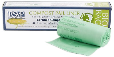 RSVP 50 Count Bio Bags 6 Liter Compost Pail Liners $16.95