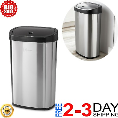 Motion Sensor Trash Can 13 Gallon Garbage Touchless Automatic Stainless Steel $46.99
