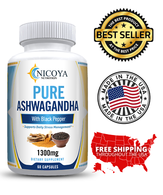 Organic Ashwagandha with Black Pepper Root Powder Natural Anti Anxiety Relief $10.75