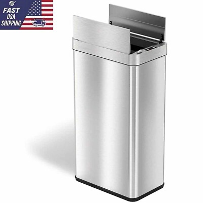 #ad 18 gal Wings Open Lid Sensor Garbage Can Automatic Stainless Steel Kitchen Bin $135.38