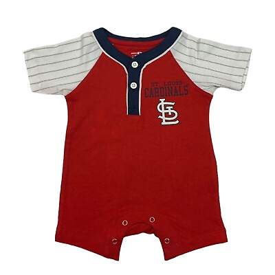 #ad MLB St. Louis Cardinals Baby Boys Raglan Full Snap Romper in Red 0 3 Months $9.99
