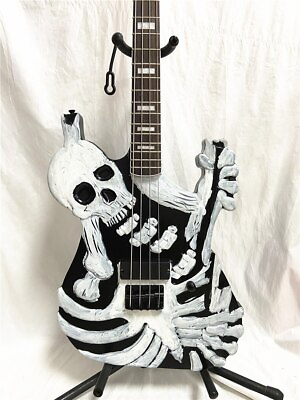 High Quality Customized 4 String Skull Electric Bass Guitar Rosewood Fingerboard $420.00