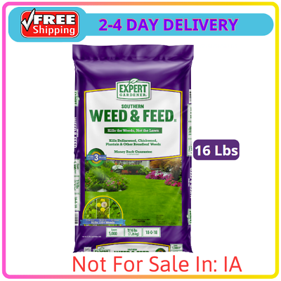 #ad Expert Gardener Southern Weedamp;Feed Lawn Fertilizer 16 lb.Covers up to 5000 Sq $22.88