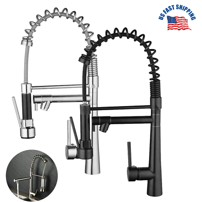 Chrome Kitchen Faucet Swivel Single Handle Sink Pull Down Sprayer Mixer Tap $35.90