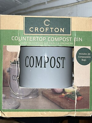 #ad Crofton Compost Bin Kitchen Counter Top Food Scrap Container Ceramic Handle Pail $35.00