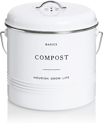 #ad D’Lifeful Countertop Compost Bin for Kitchen 1.3 Gal Carbon Steel Airtight Seal $44.95