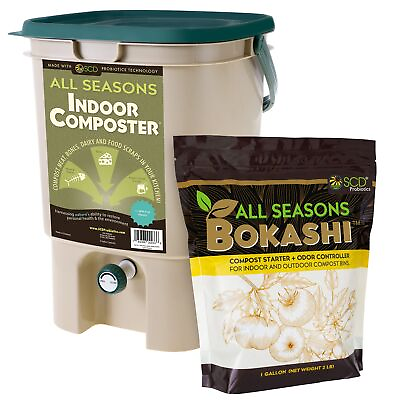 #ad All Seasons Indoor Composter Starter Kit – 5 Gallon Tan Compost Bin For Kitch... $94.19