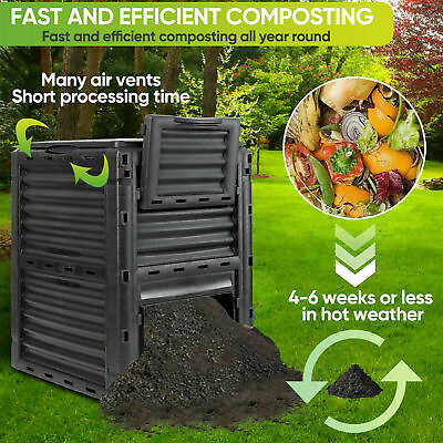 #ad 80 Gallon Garden Composter Bin Outdoor Fast Creation of Fertile Soil Compost Bin $68.01
