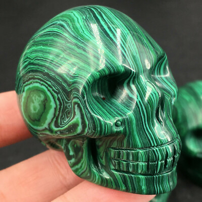 Natural Skull Quartz Crystal Carved Reiki Healing 2#x27;#x27; Malachite Rock Halloween $15.99