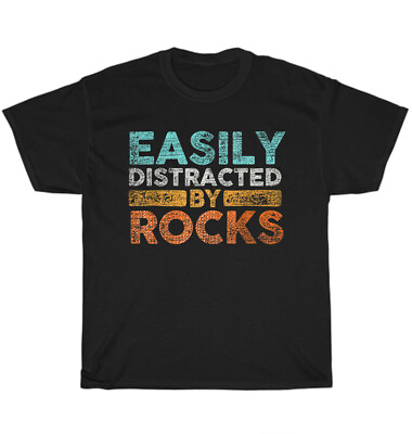 #ad Vintage Easily Distracted By Rocks Geology Geologist Rock Collector T Shirt Gift $19.99