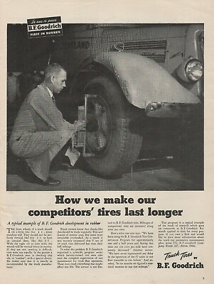 1945 B.F. Goodrich How Make Our Competitors Tires Last Longer Vtg Print Ad L26 $8.99