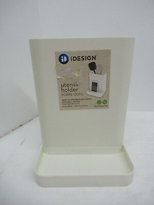 iDesign Utensil Spatula Silverware Holder for Kitchen Countertop white plastic $16.19