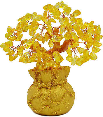 Natural Crystal Money Tree Bonsai with Lemon Quartz Feng Shui Lucky Tree Decor $5.99