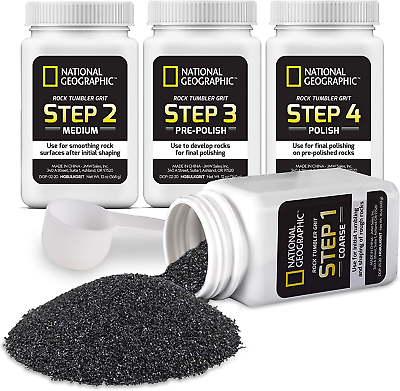 #ad NATIONAL GEOGRAPHIC Rock Tumbler Grit and Polish Refill Kit Tumbling Grit $30.36