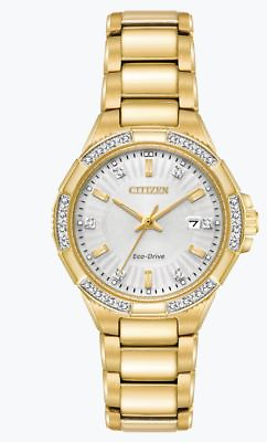 #ad #ad Citizen Womens Eco Drive Riva Diamonds Markers Date Gold Watch 30MM EW2462 51A $117.99