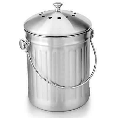 #ad Compost Bin Stainless Steel Indoor Compost Bucket for Kitchen Countertop Odor... $43.62