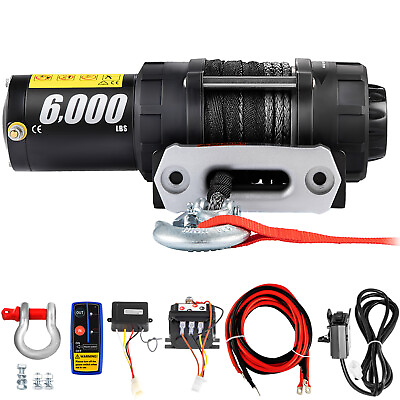 6000LBS Electric Winch 12V Synthetic Rope Tow Truck Trailer ATV UTV Offroad Boat $154.99
